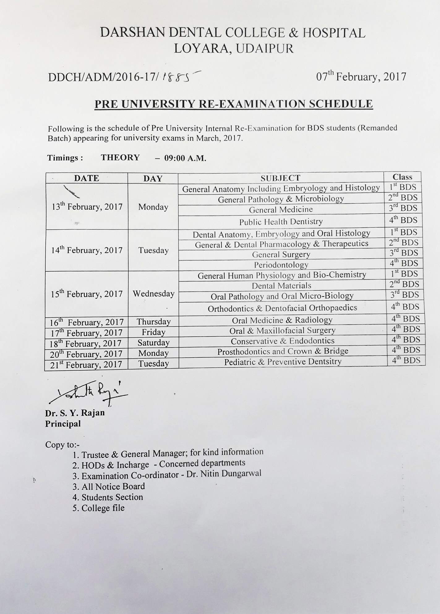 Darshan-Examination-Timetable-2017